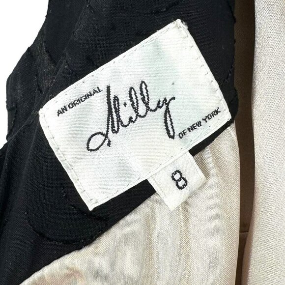 Milly Black Swirl Print Cotton Voile Sleeveless Sheath Dress Size 8 - Picture 6 of 7